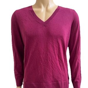 Katherine Barclay 100% Merino Extra Fine Wool Crewneck Sweater Raspberry Brown